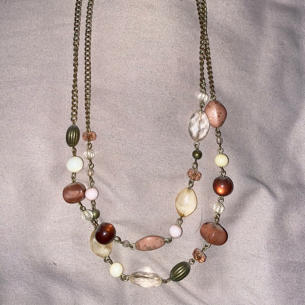 Bilayer chain necklace with bead decals